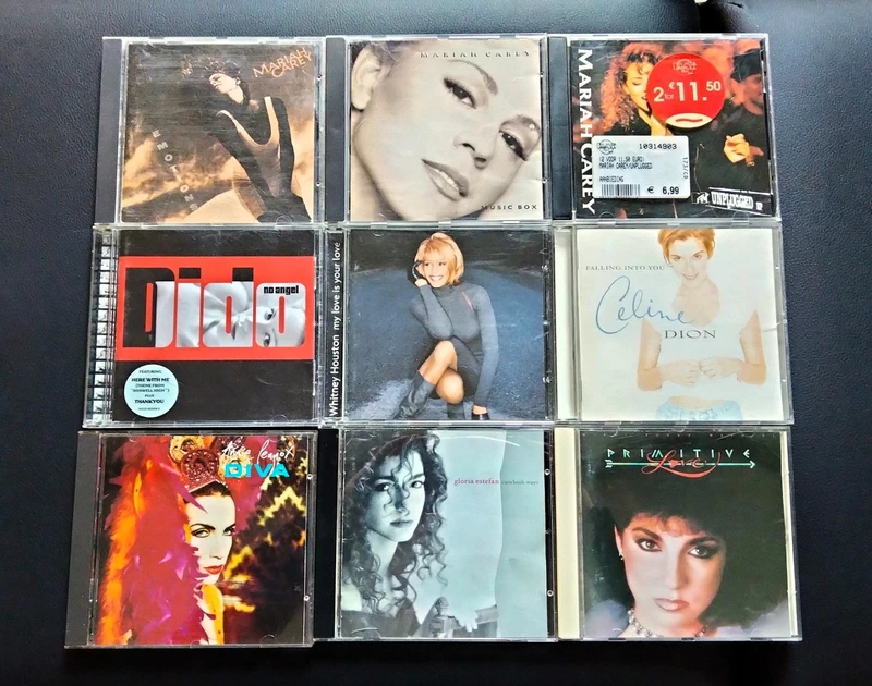 9 cd's: 80s & 90s Diva's (Whitney, Celine, Mariah, Gloria, etc.)