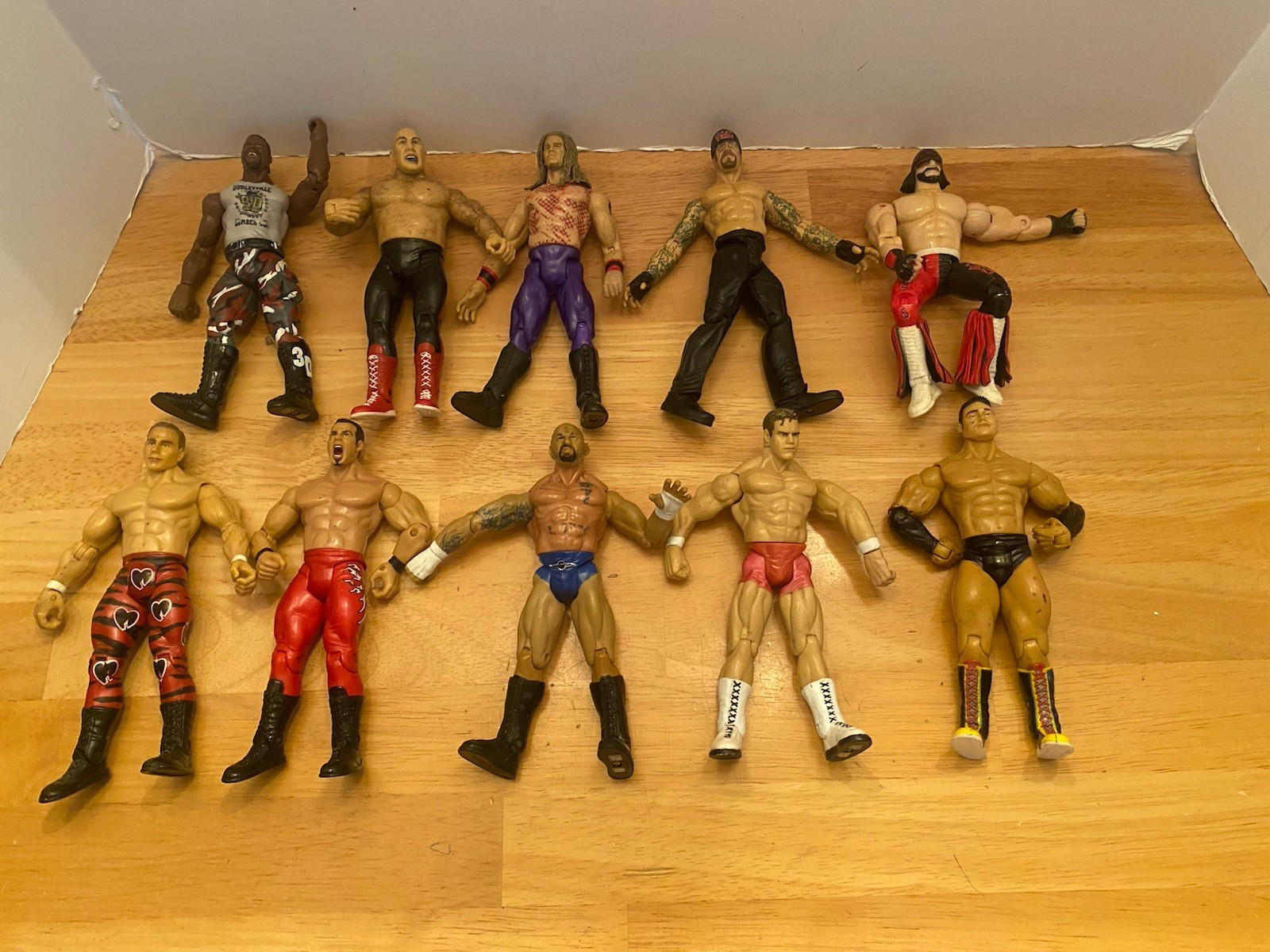 Vintage (fine anni 90 primi 2000) lotto di 10 action figure wrestling