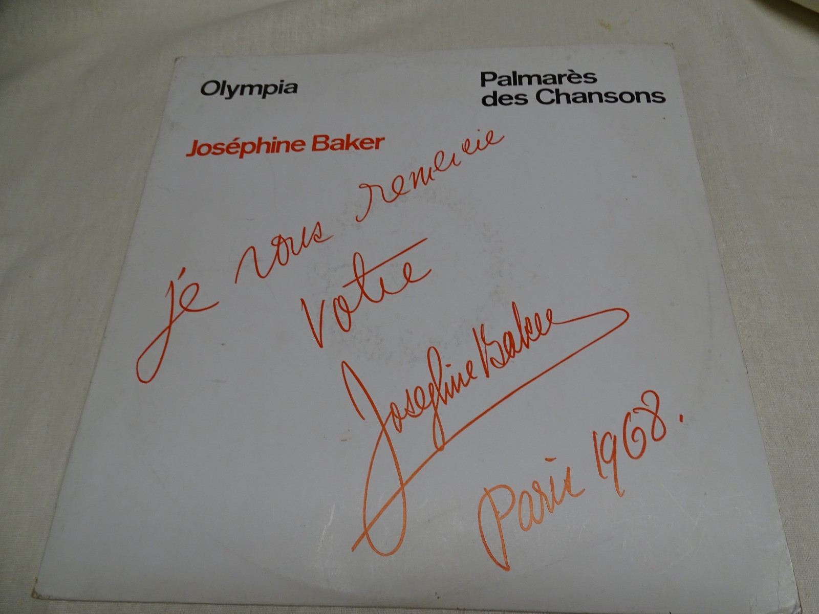 JOSEPHINE BAKER , Olympia, palmarès des chansons, paris 1968 , 33t promo