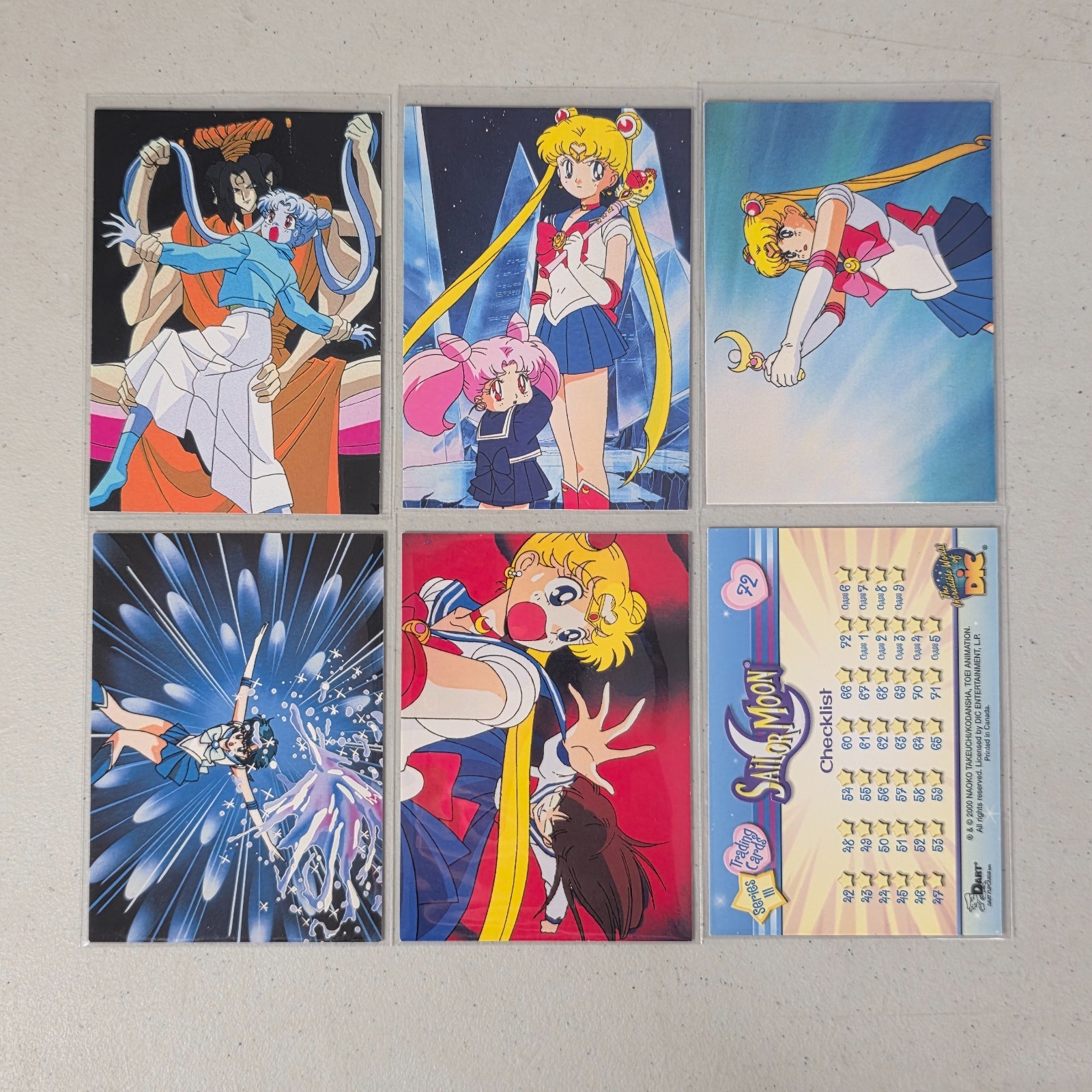 Sailor Moon serie 3 carte collezionabili archivio DART 2000 vintage lotto di 6 carte