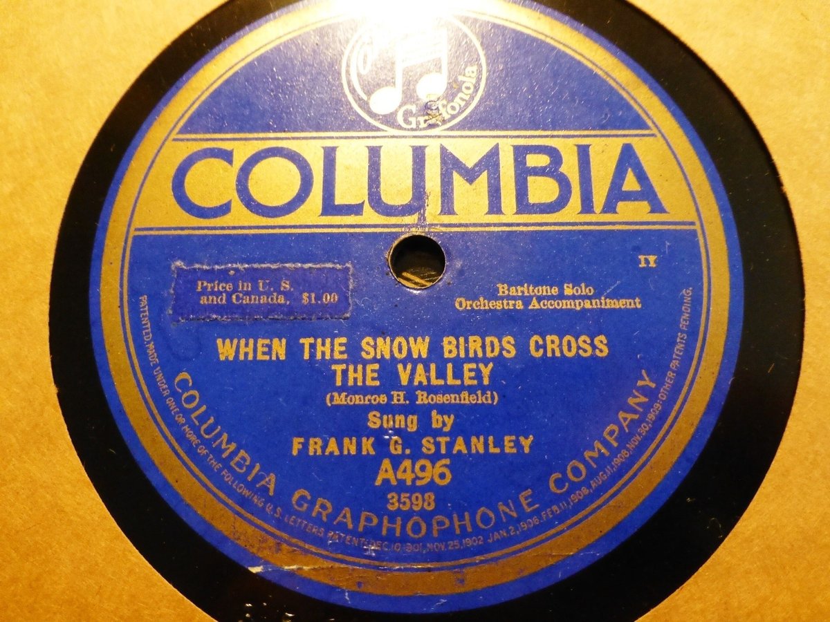1907 Frank Stanley PEERLESS QUARTET Croxton When the snow birds Columbia A496