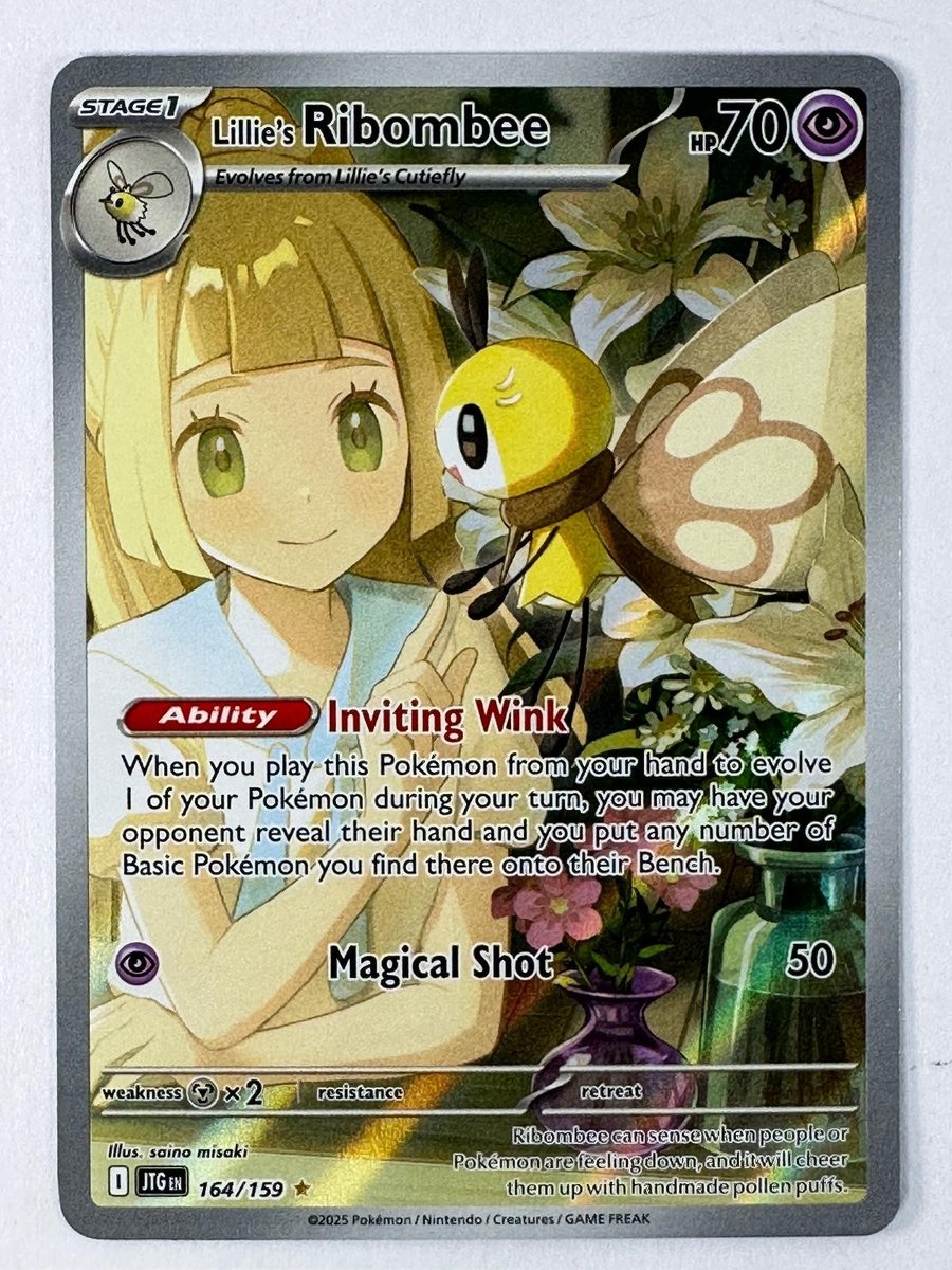 Lillie's Ribombee 164/159 Illustrazione Rara Viaggio Insieme Pokemon Holo NM