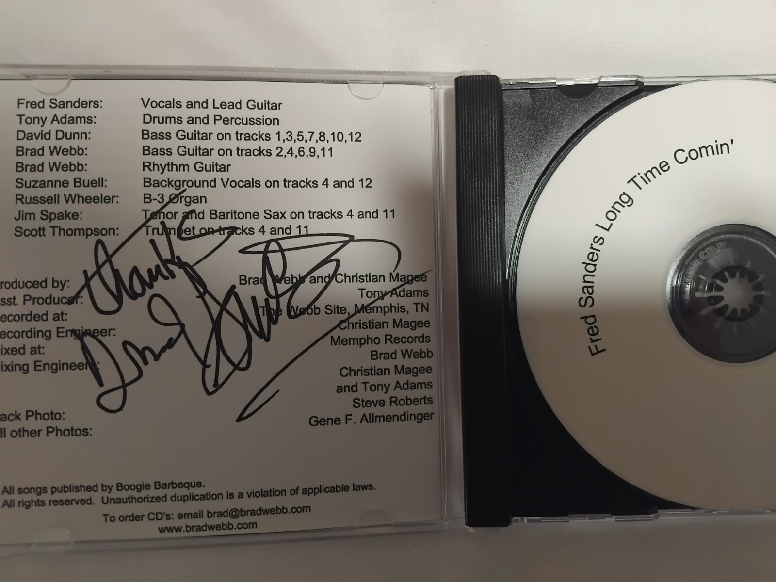 SIGNED Fred Sanders Long Time Comin' 12 track CD album self released