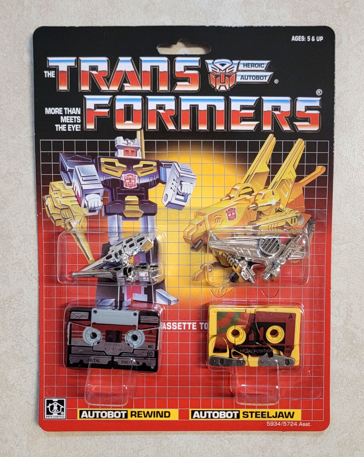 TRANSFORMERS G1 REWIND & STEELJAW IN US MOSC RARO! AUTOBOT BLASTER CASSETTE GIOCATTOLO