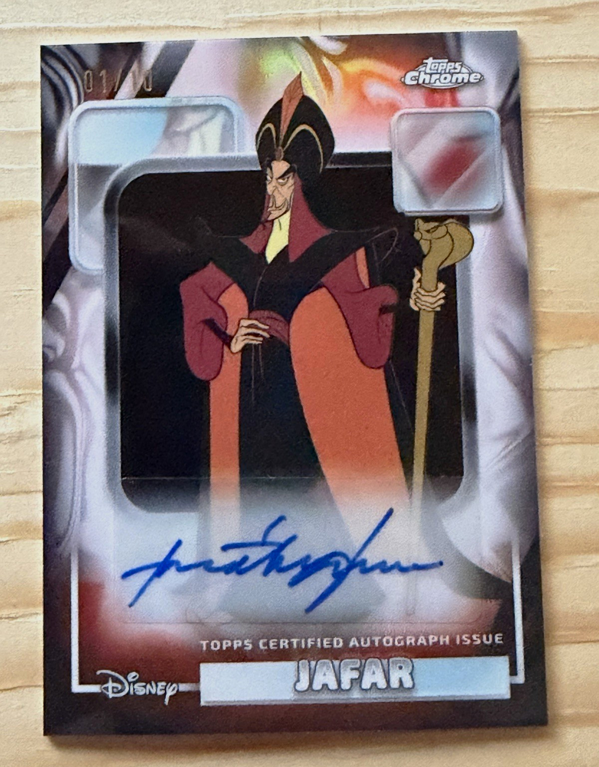 Topps Disney Chrome Aladdin Jafar Auto 01/10 Jonathan Freeman  (color match)
