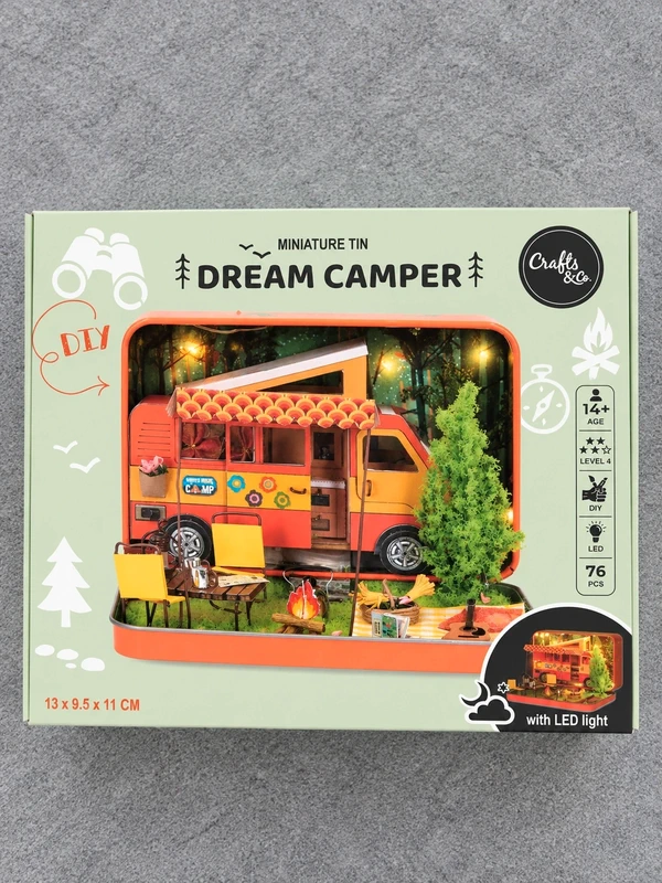 DIY Miniature Dream Camper Kit with LED Lights 76 Pieces