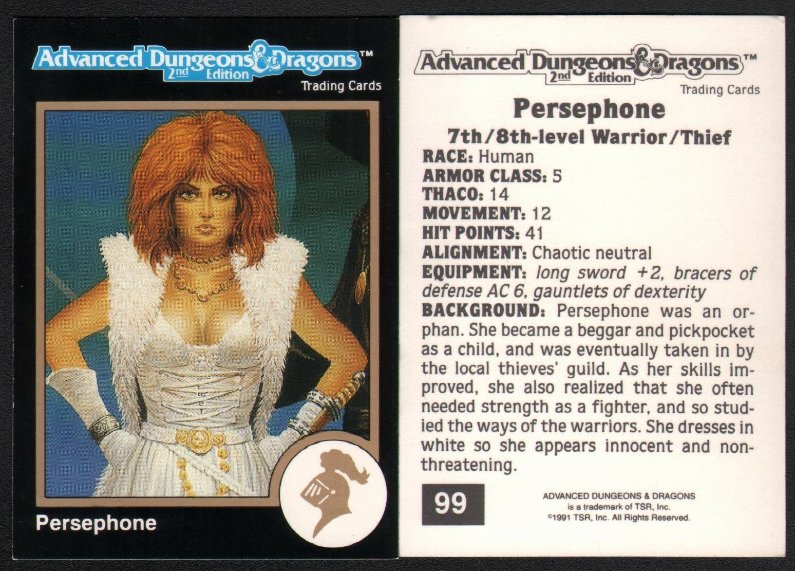 1991 TSR AD&D Gold Border Dungeons & Dragons RPG Fantasy Art Card #99 ~ Ladro