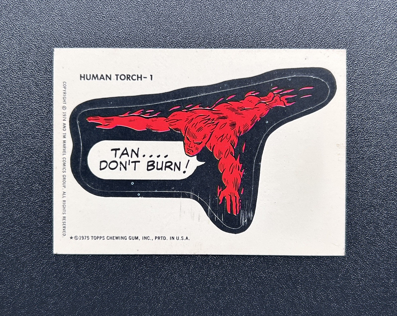 Human Torch -1 1975 Topps Marvel Comic Book Heroes Sticker