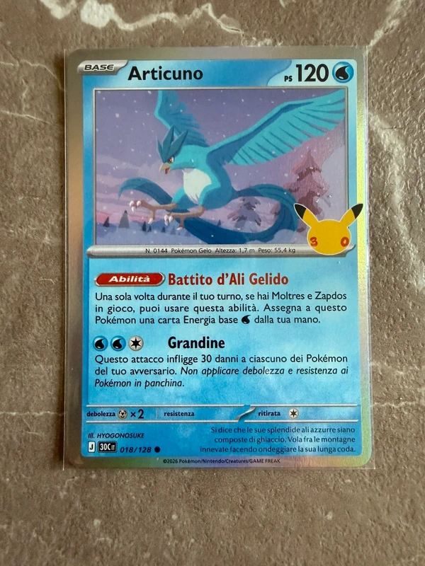 Pokémon Articuno #024/128 - 30° Anniversario (Come Nuova + Sleeve)