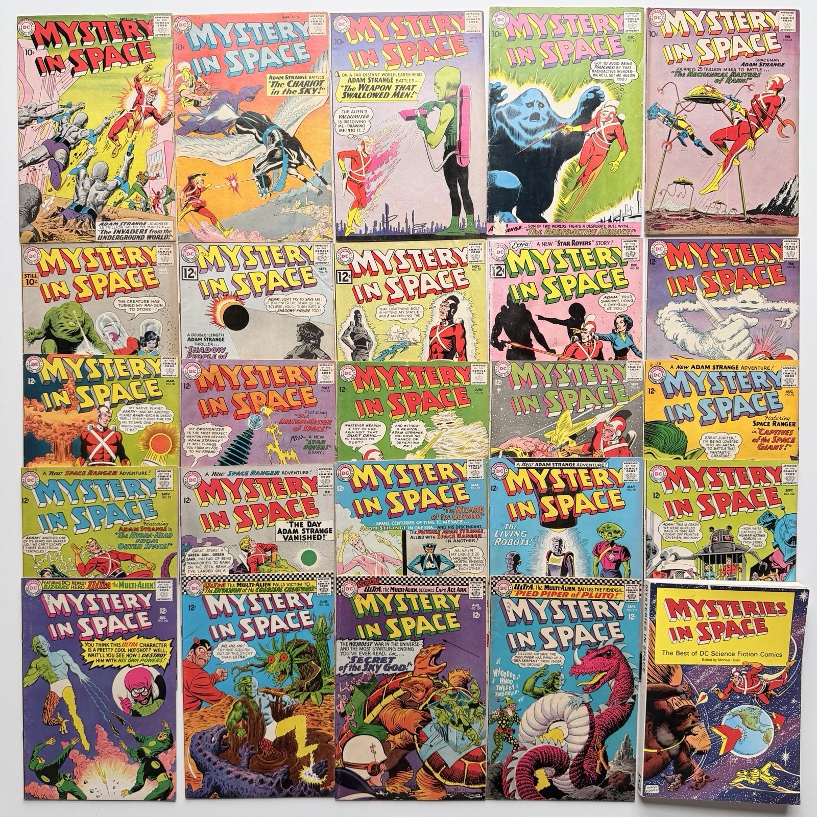 Lotto fumetti DC Mystery in Space Silver Age: Adam Strange to Ultra / 54-110 + libro