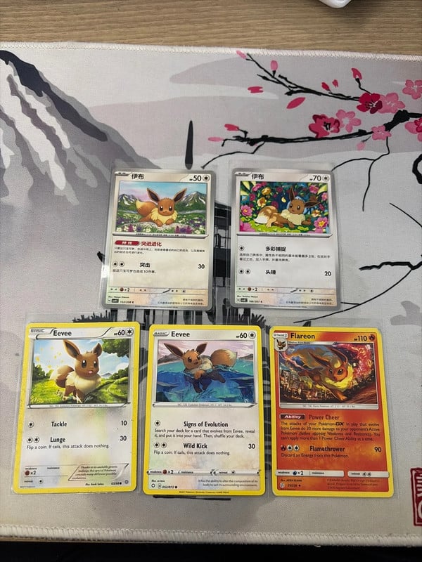 Pokemon Eevee + flareon kaarten