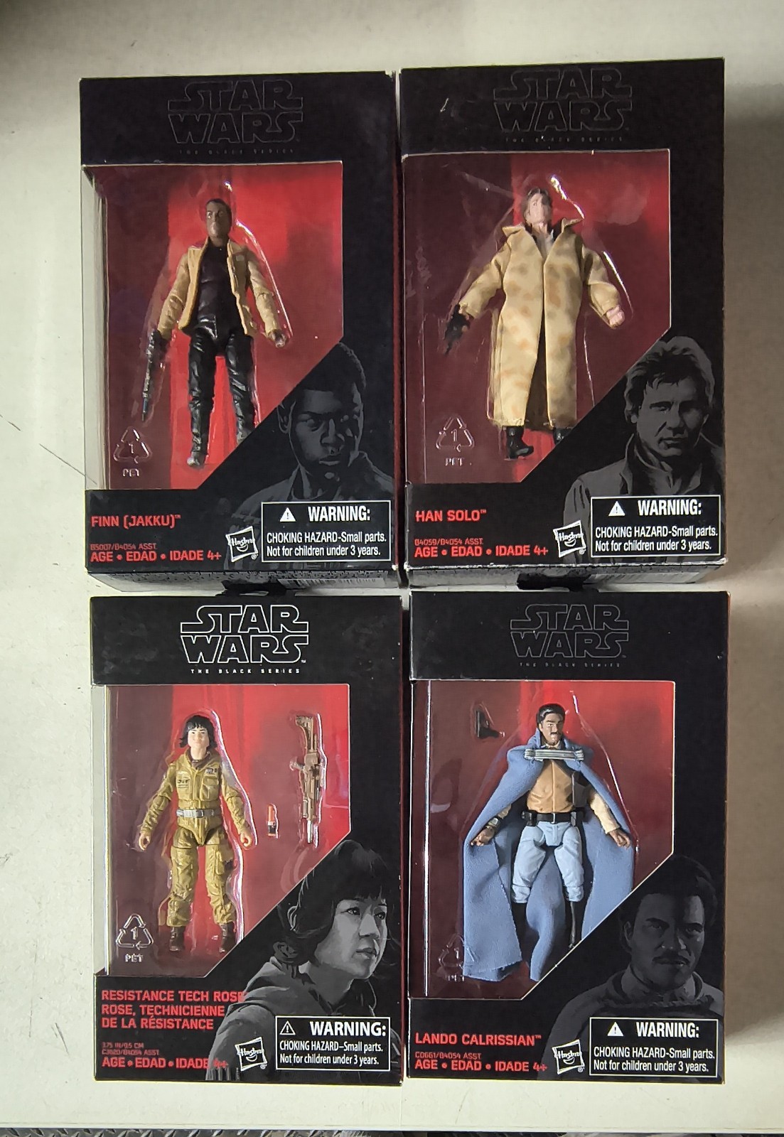 Lotto 4 figurine Star Wars serie nera 3,75"