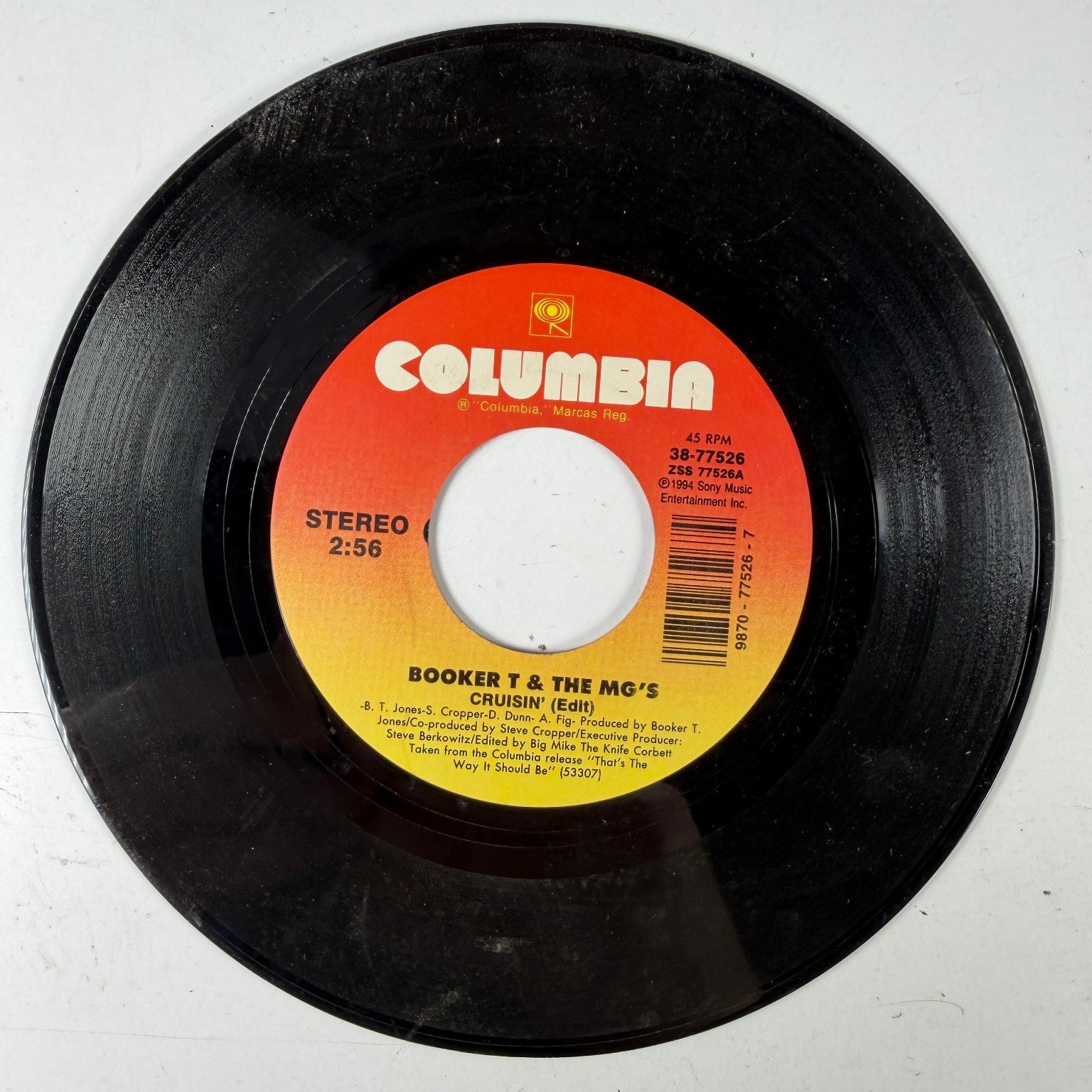 Booker T & The MG's - Cruisin' 7" Single 1994 Columbia Soul Funk 45 RPM