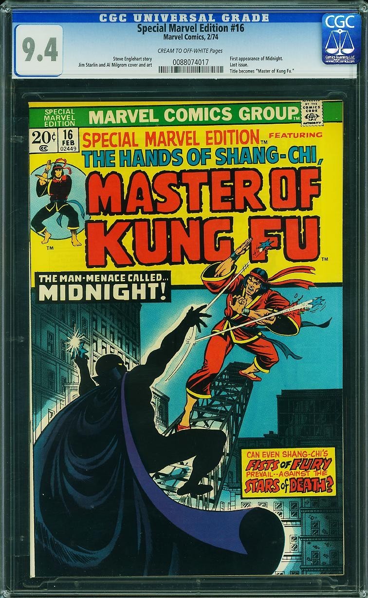 Special Marvel Edition 16 CGC 9.4 2° Shang-Chi 1° Midnight Master of Kung Fu