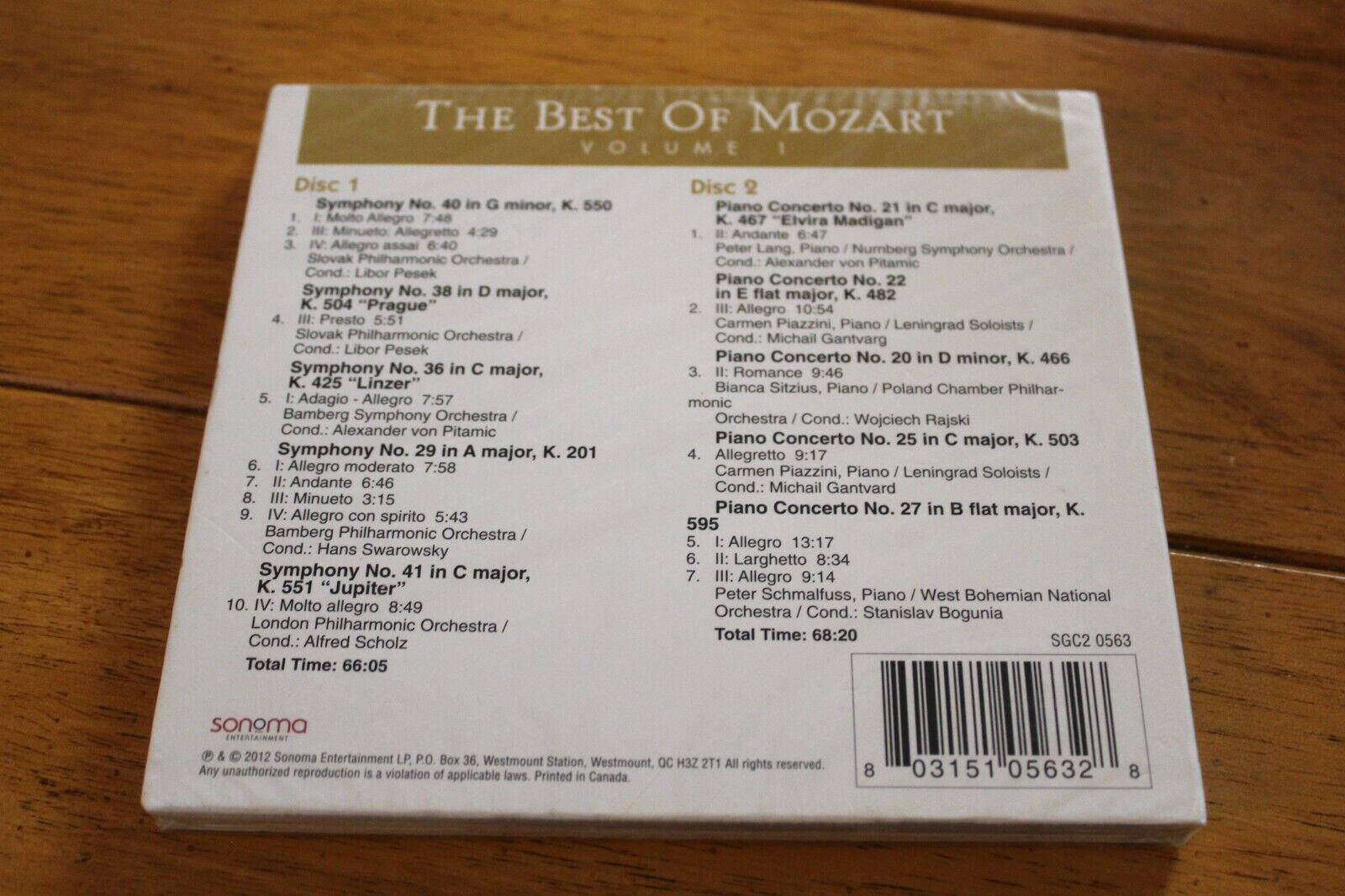 THE BEST OF MOZART - SYMPHONY NO 41 JUPITER / ELVIRA MADIGAN (CD, 2 DISC) [NEW]
