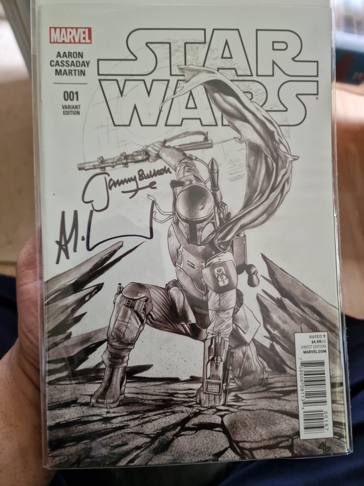 Star Wars #1 Forbidden Planet Variant signed Jeremy Bulloch & Adi Granov B/W