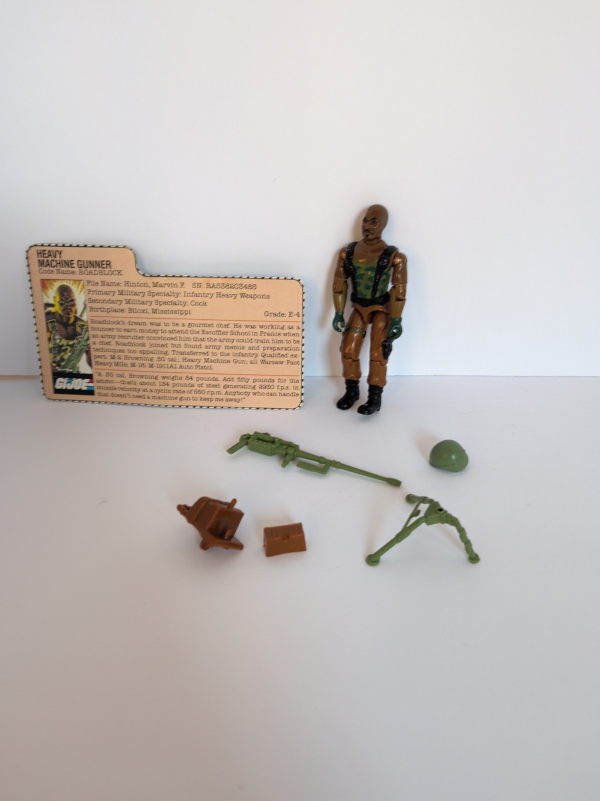 Vintage 1984 GI JOE ROADBLOCK Complete & Original w/File Card HASBRO V.1 