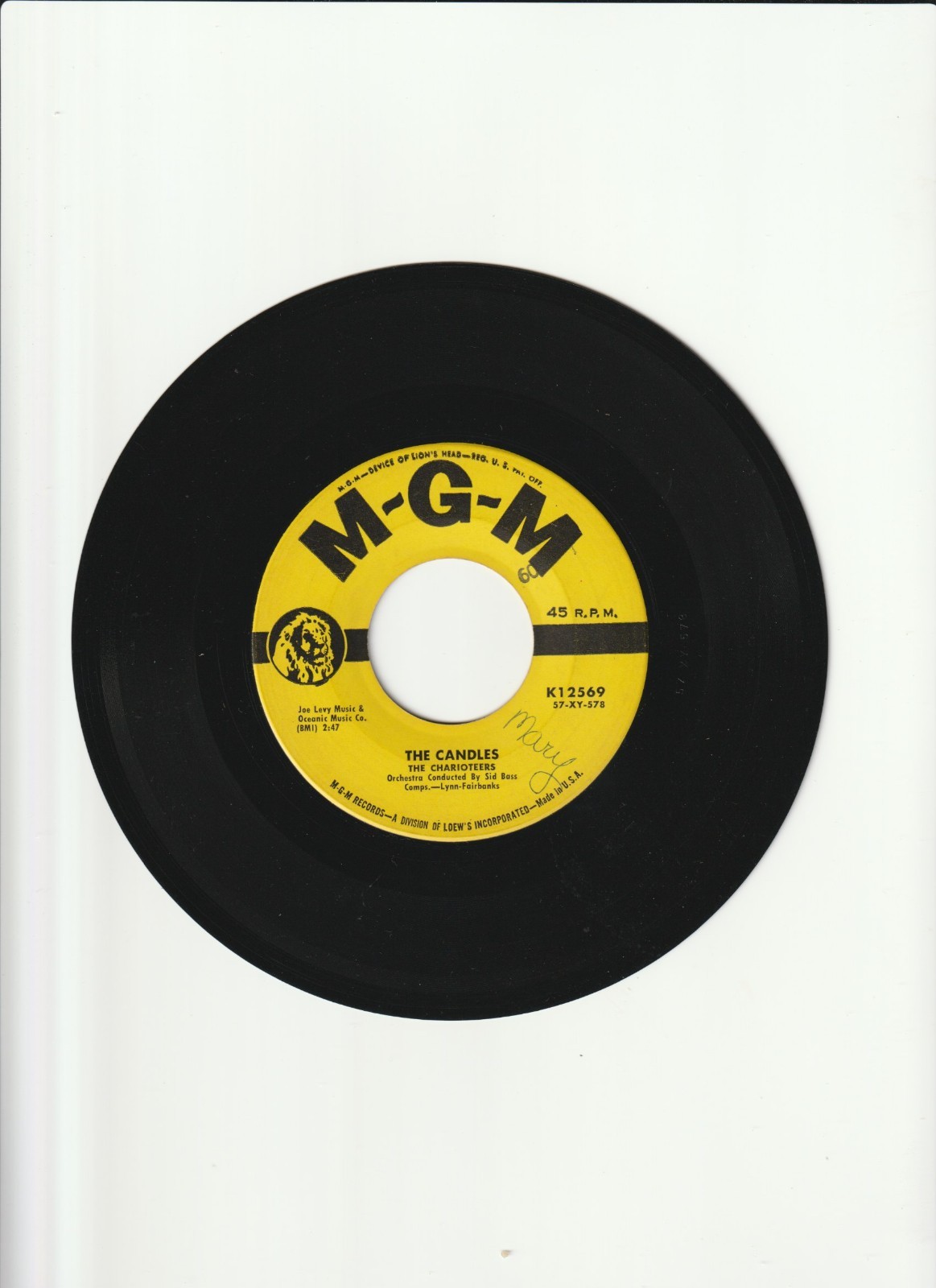 "The Candles" / "I Didn't Mean To Be Mean...."   Charioteers on MGM- Excellent