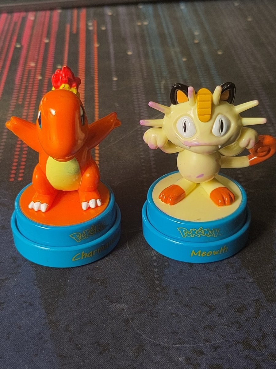 Vintage/Retro 99 Pokemon Nintendo Charmander & Meowth Ink Stamps- Rare- RoseArt