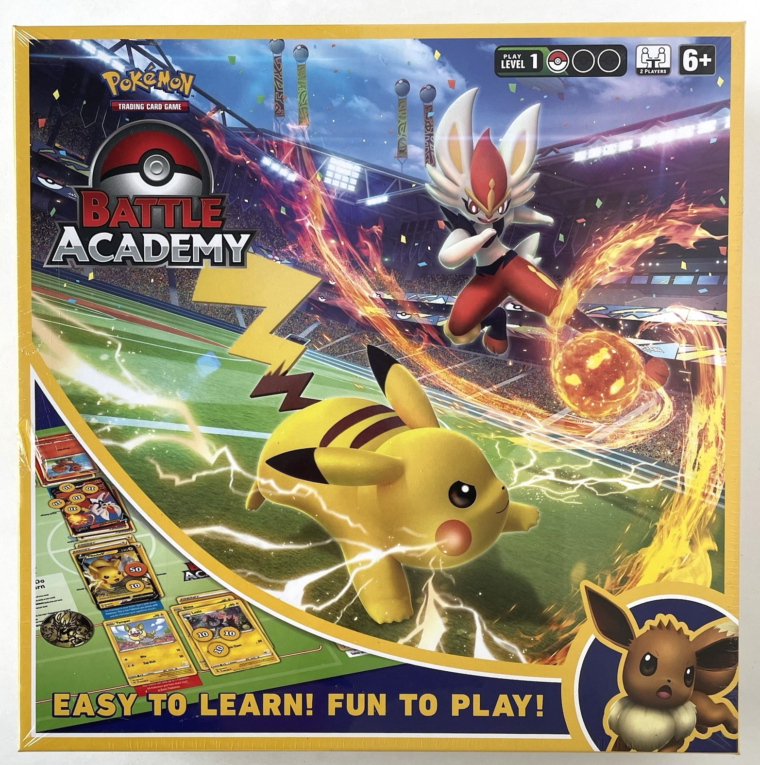 NUOVO gioco di carte collezionabili Pokémon Pikachu Eevee TCG Battle Academy allenatore Cinderace