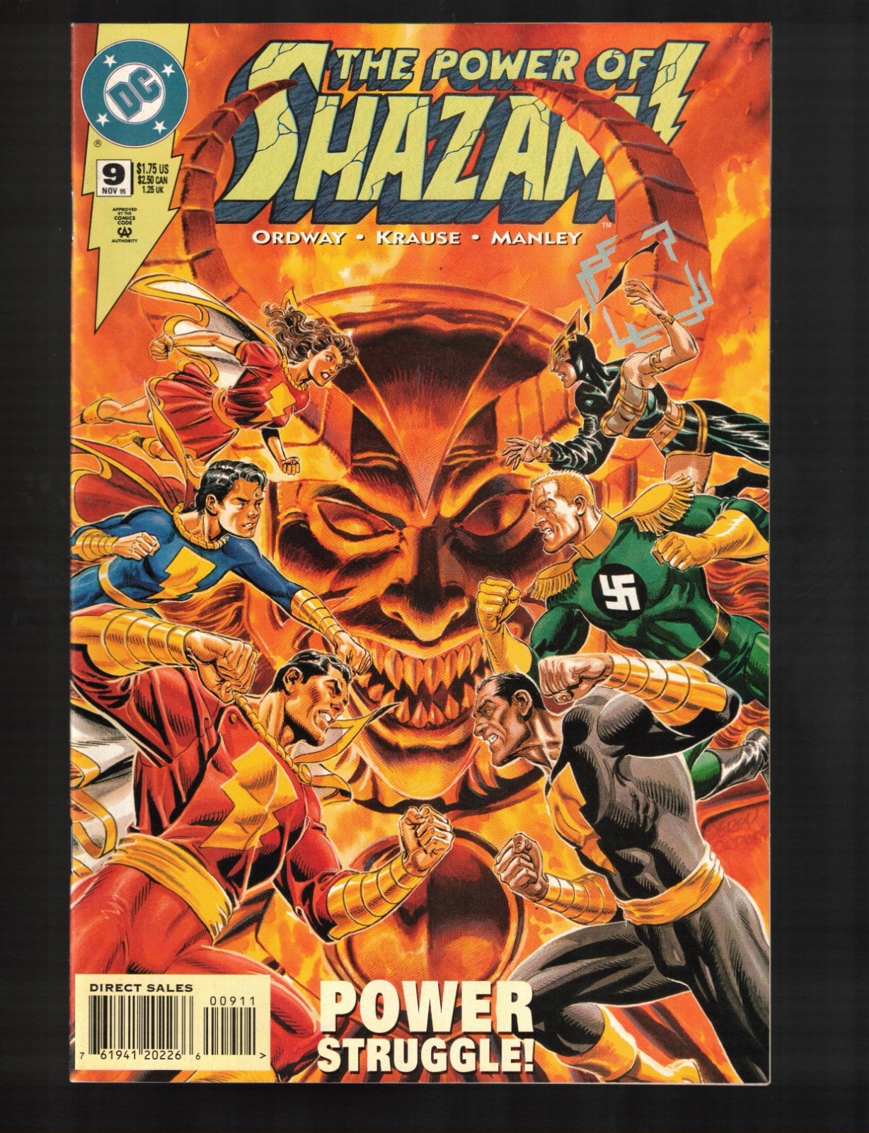 Power of SHAZAM! #9 vs. Black Adam & Captain Nazi!  VF  1995 DC Comic