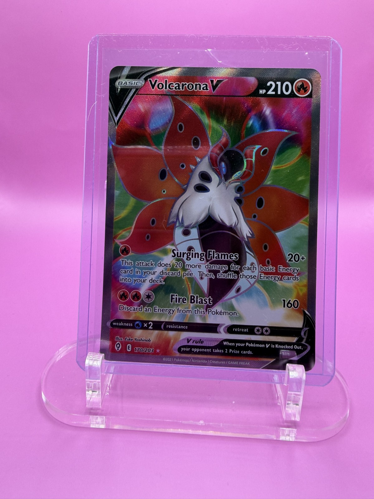 POKEMON Volcarona V (Full Art) 170/203 SWSH07: Evolving Skies Holo Ultra Rara