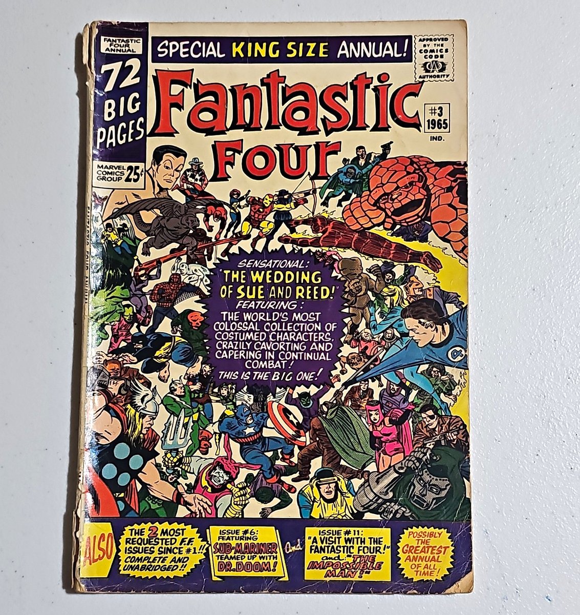 Marvel Fantastic Four Annual #3 (1965) Silver Age Sue/Reed Wedding G+