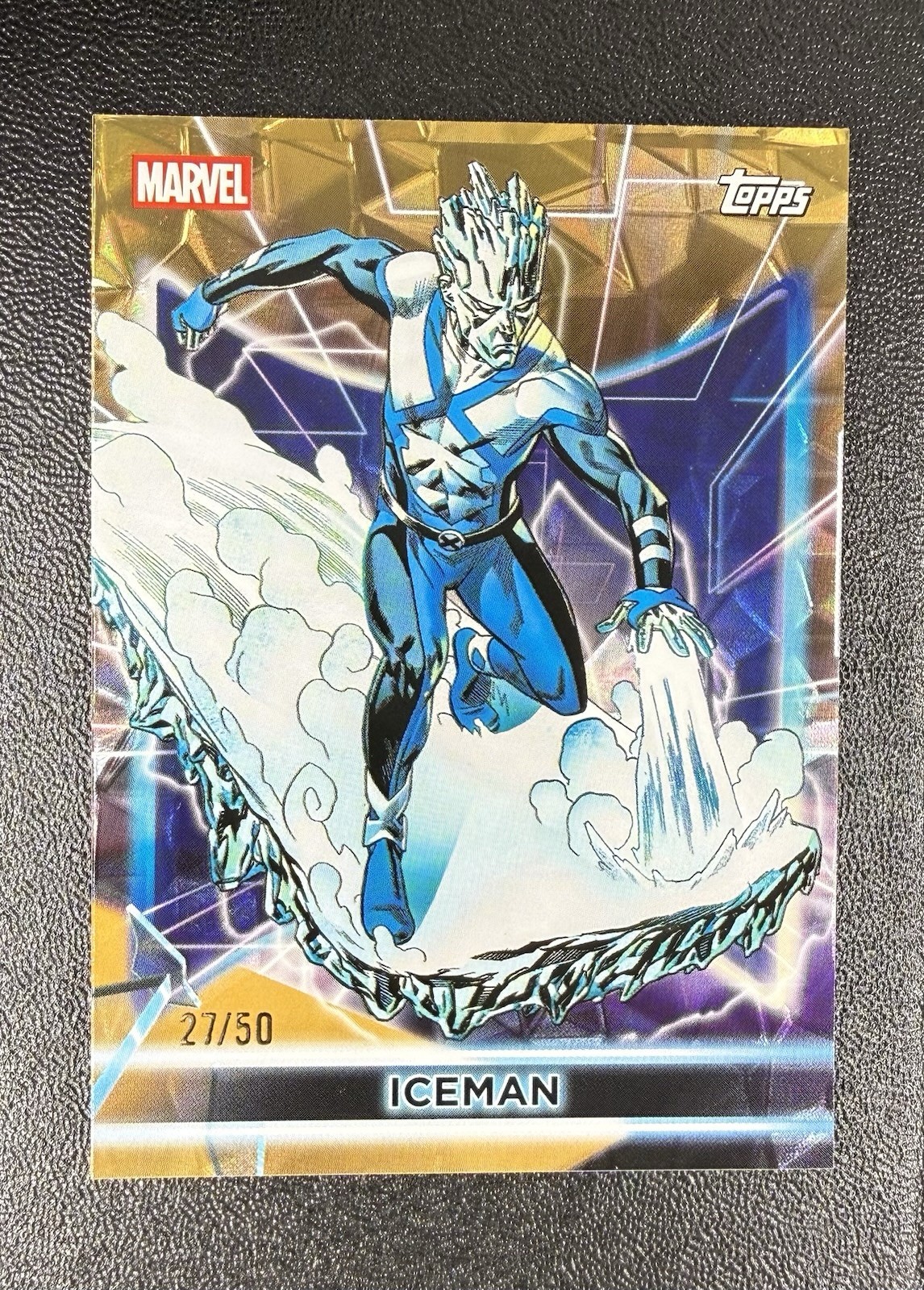 2026 Topps Marvel Neon Iceman #46 Gold Parallel /50 SP X-Men 27/50