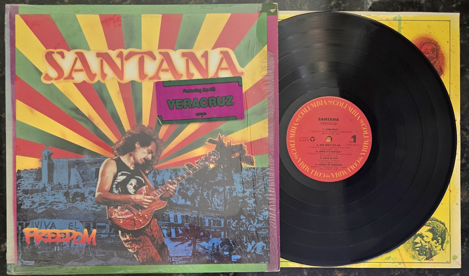SANTANA Freedom 1987 Columbia C40272 Vinyl LP Vintage Record Shrink Hype EX