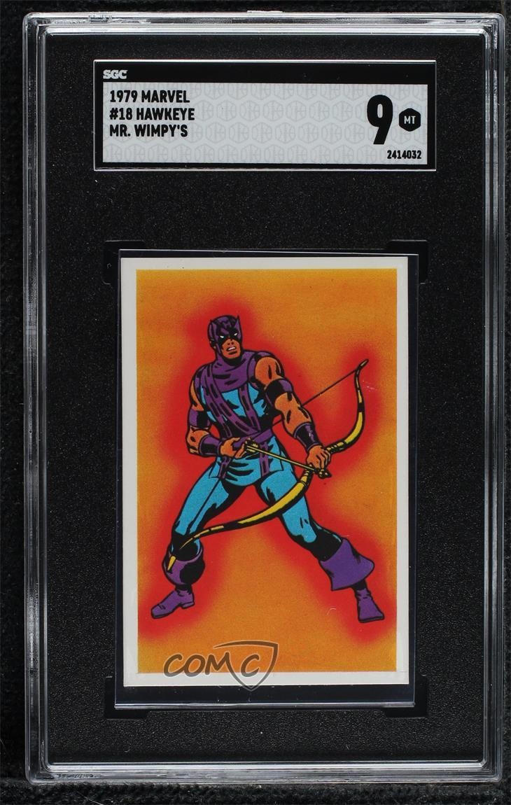 1979 Wimpy Super Heroes Super Villains Swap 'n Save Hawkeye #18 SGC 9 MINT 11bd