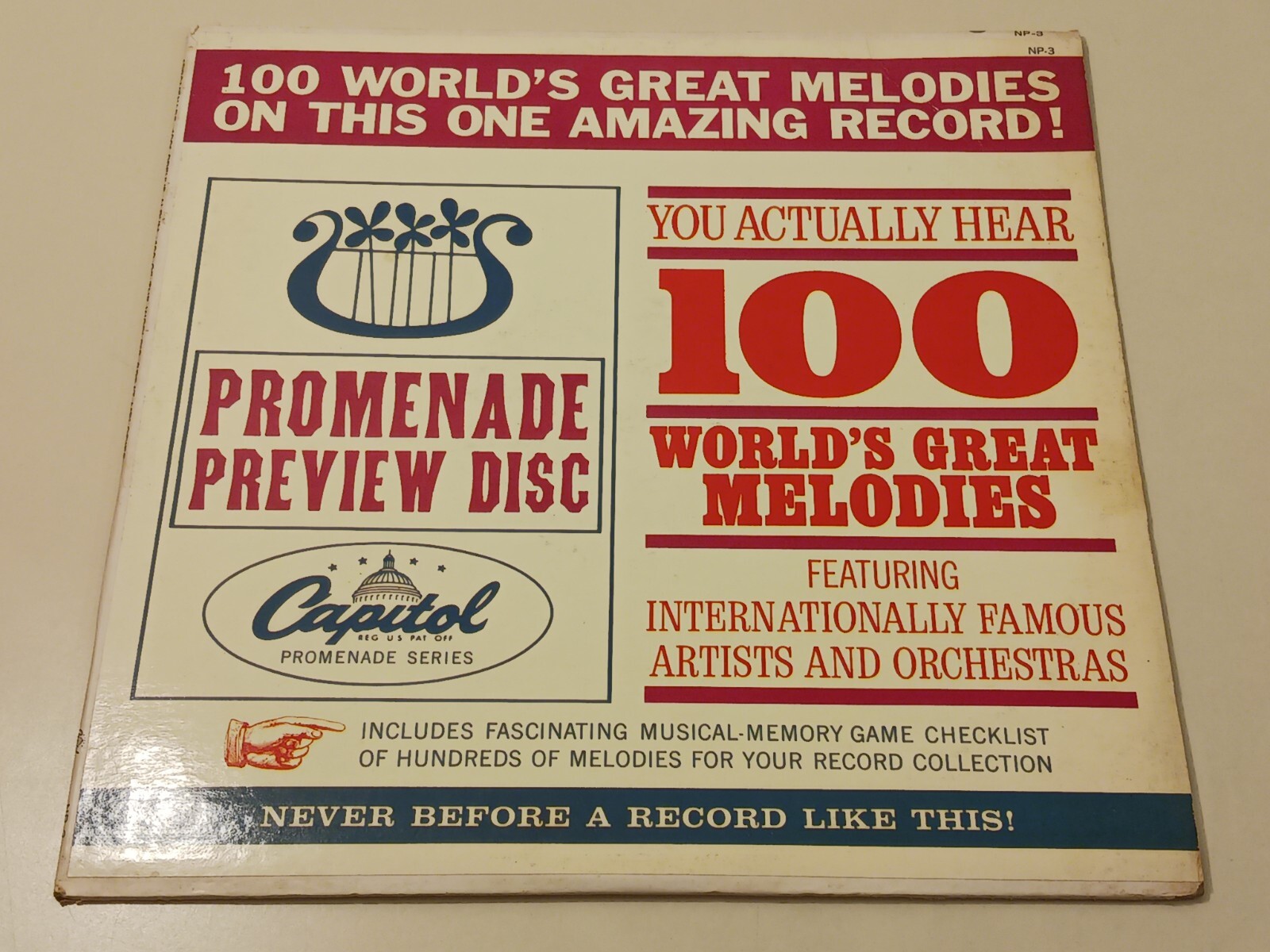 The Promenade 100 Excerpts From 100 Great Melodies Capitol Records LP  Vintage