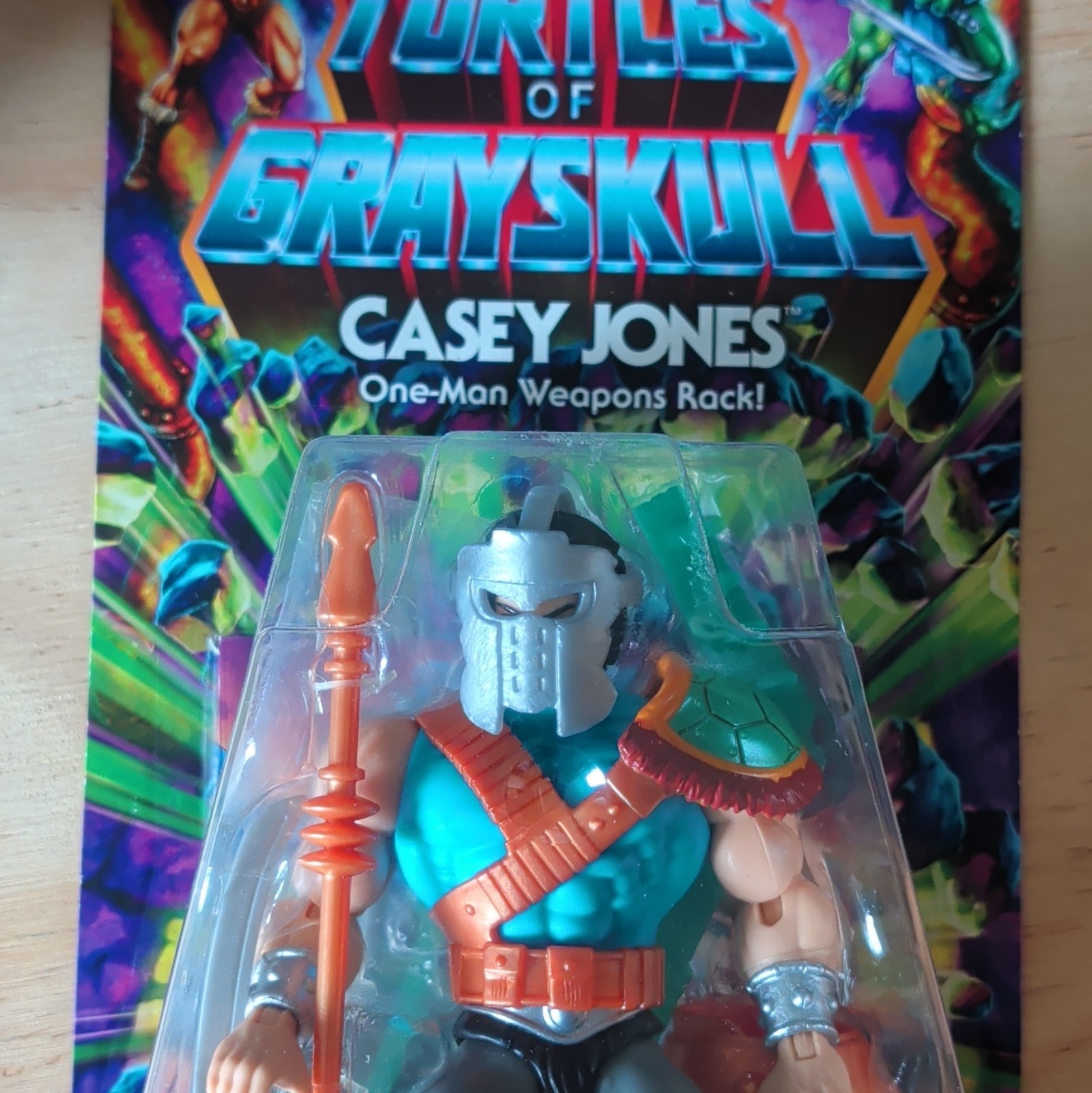Mattel Turtles of Grayskull Casey Jones action figure in scatola con scudo spada