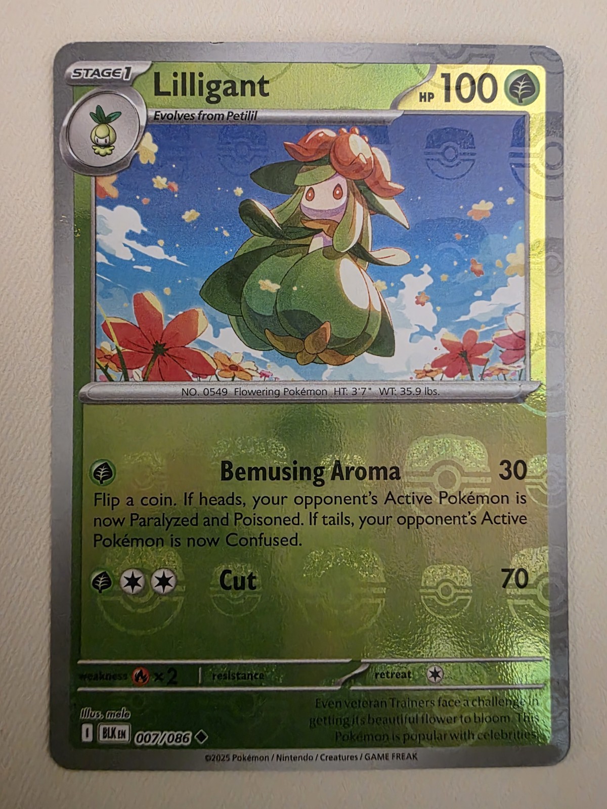 Lilligant (Master Ball Pattern) 007/086 Pokemon Bullone Nero Non Comune Near Mint