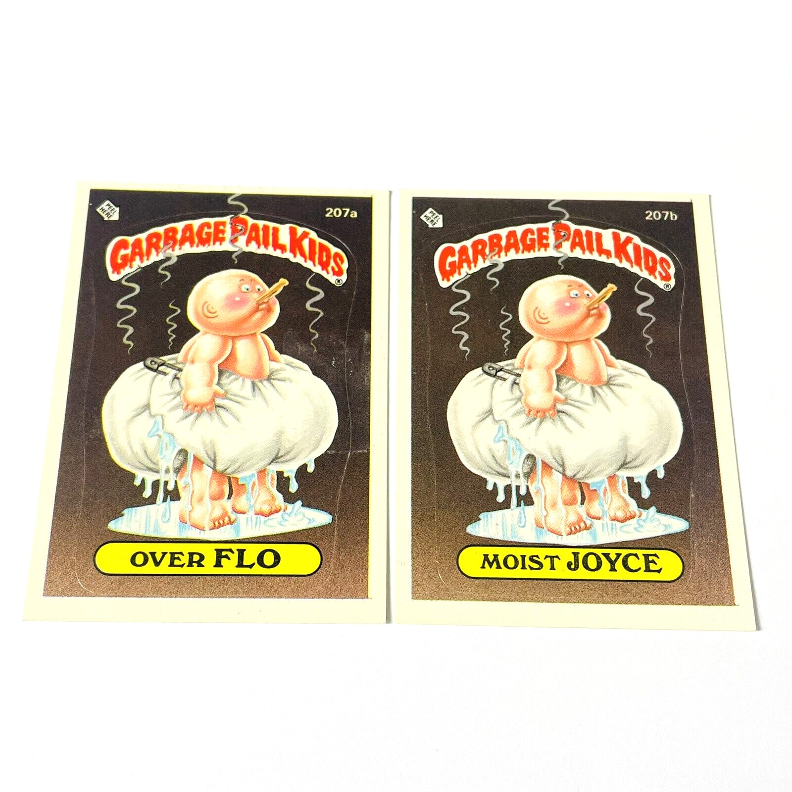Garbage Pail Kids 207a Over Flo and 207b Moist Joyce
