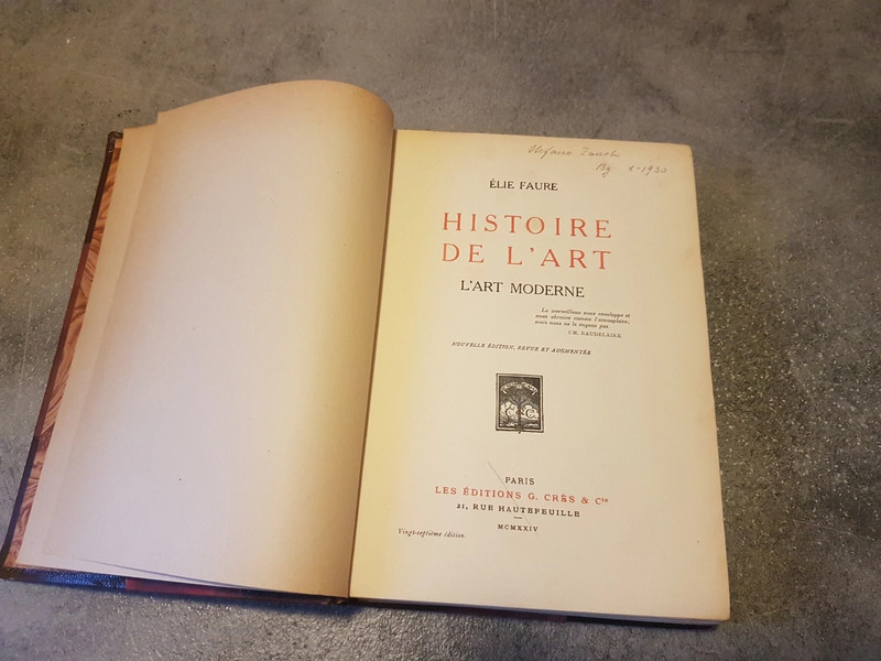 Historie de L'art 1939 libro