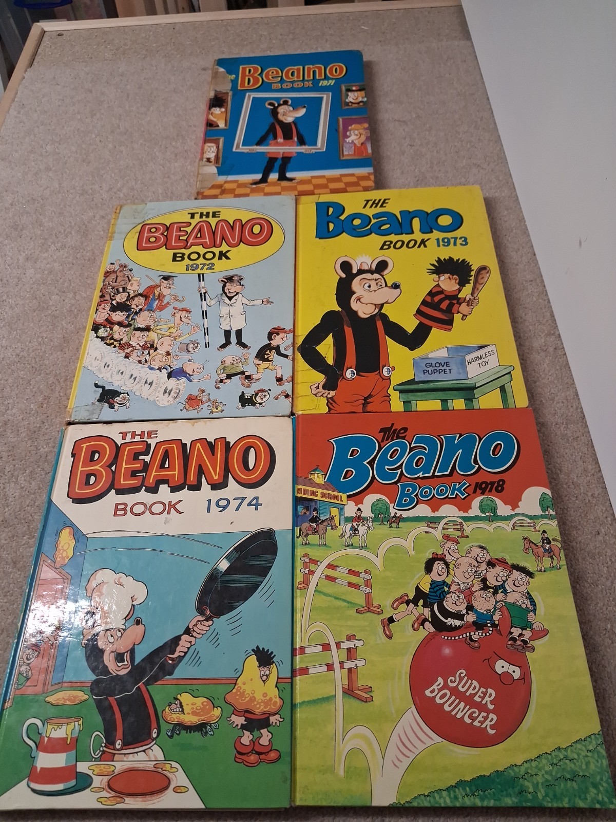 Vintage British Comic Annuals Bundle X5 The BEANO Book 1970s