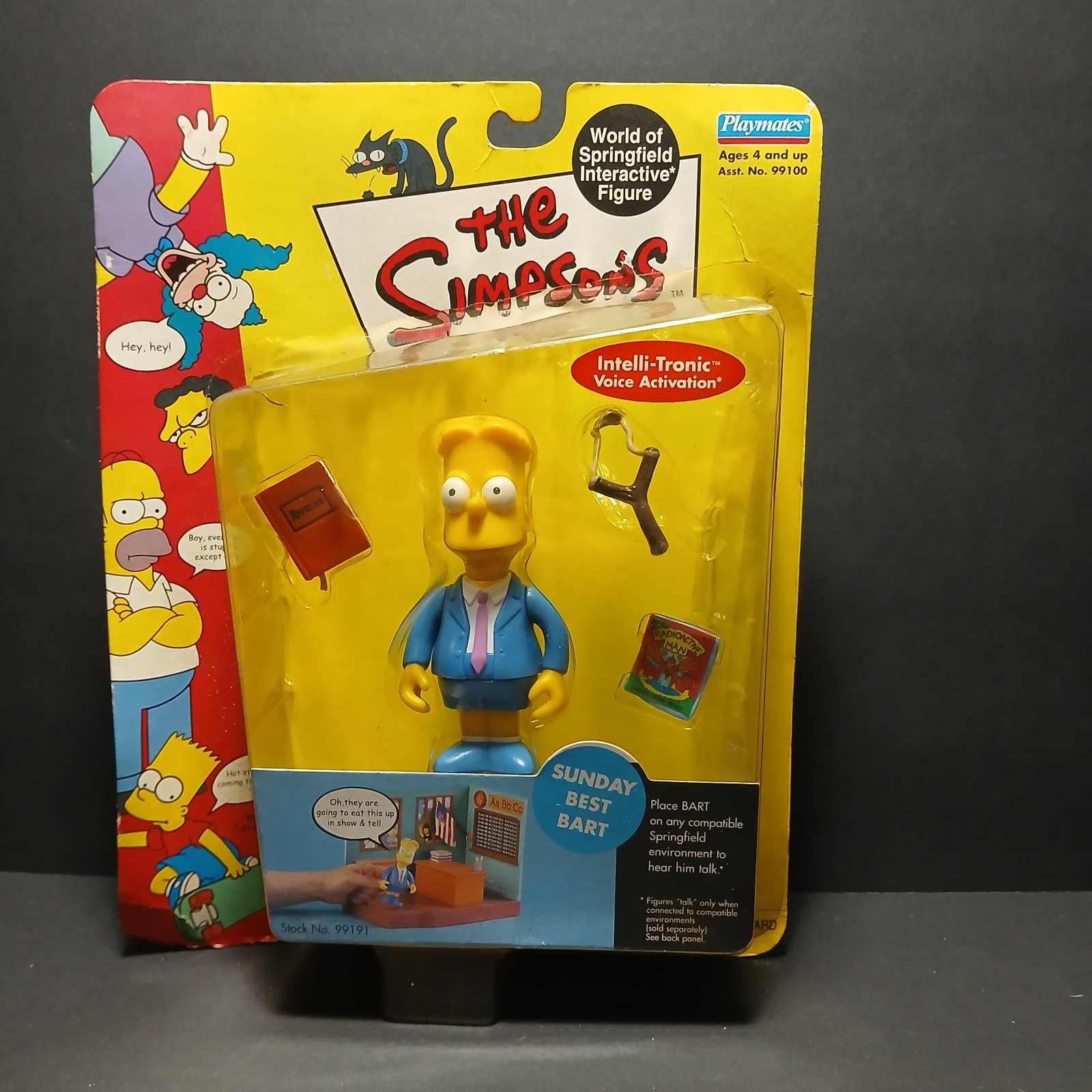 Playmates Toys Il mondo dei Simpson di Springfield Bart in scatola confezione cattiva così com'è