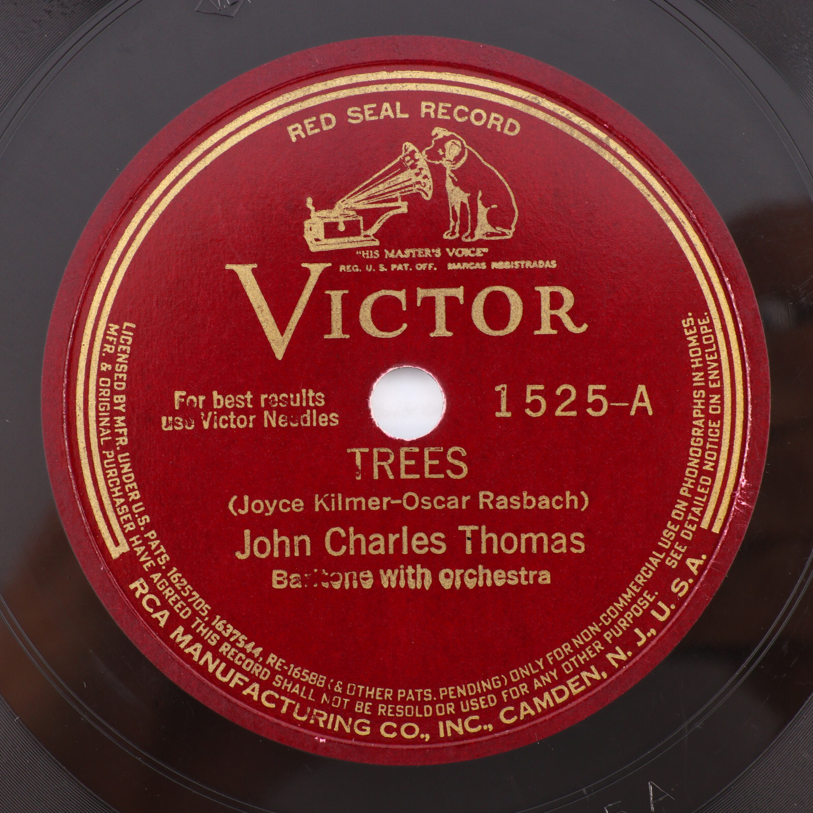 John Charles Thomas – Trees / Home On The Range - 1939 Reissue 10" 78 rpm 525