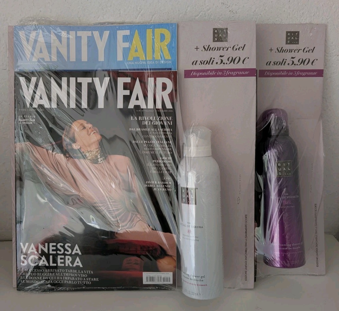 VANITY FAIR + RITUALS SHOWER GEL VIOLA E BIANCO NUOVO EDICOLA OTTOBRE 2026 