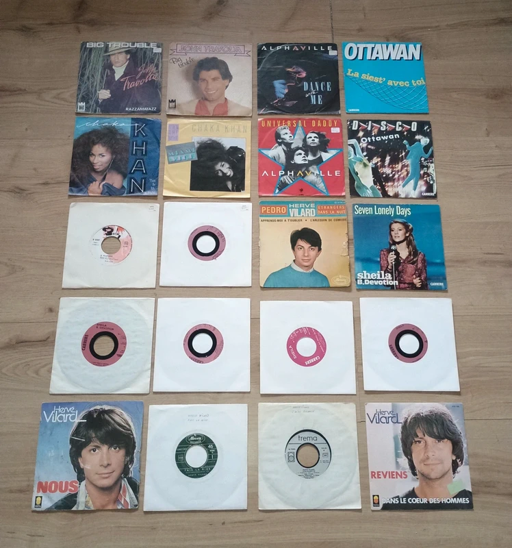 Lote de 20 discos de vinilo 45 rpm