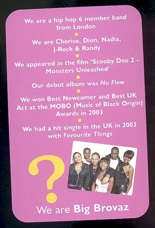 Big Brovaz Rock Pop Music Trivia Trading Card