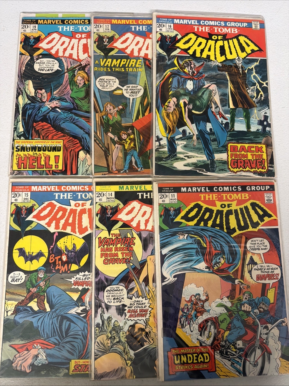 Tomba di Dracula #11 14 15 16 18 19 età del bronzo horror Marvel fumetti lotto ottime condizioni *Y6