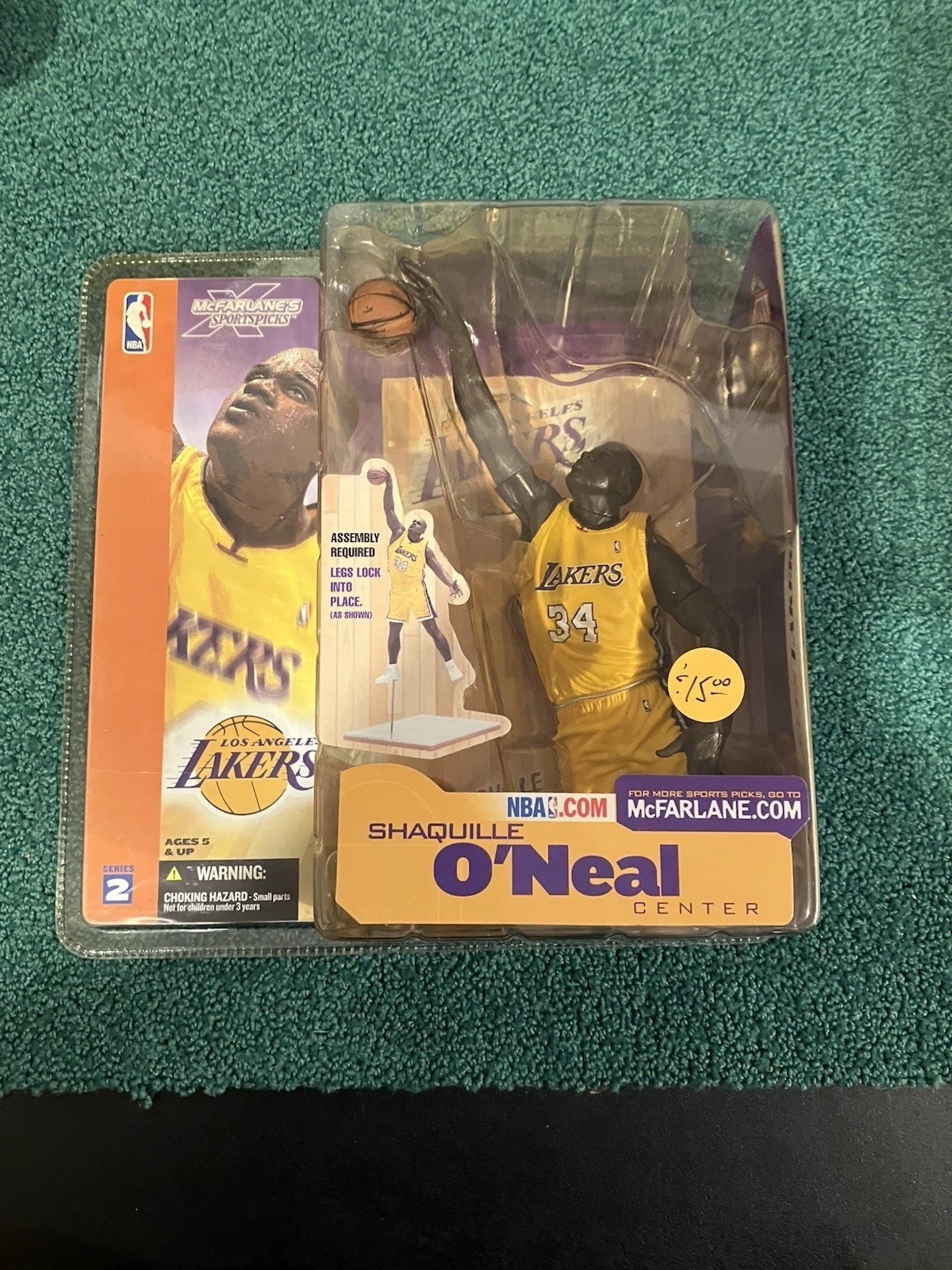 Maglia gialla McFarlane NBA Series 2 Shaquille O'Neal LA Lakers 2002 nuova con scatola