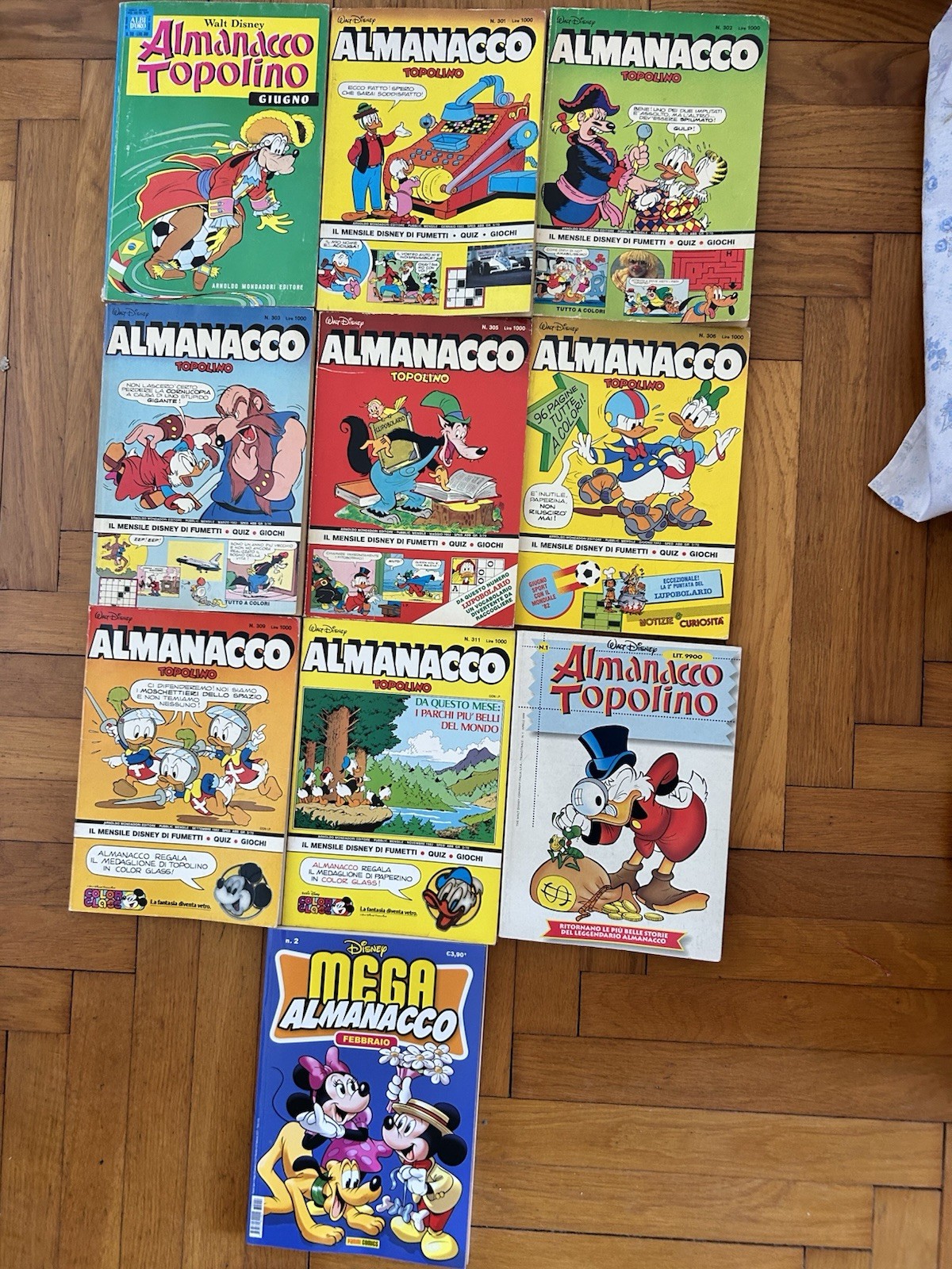 Disney Almanacco Topolino + Mega Almanacco lotto 10 albi 1990 a colori IT