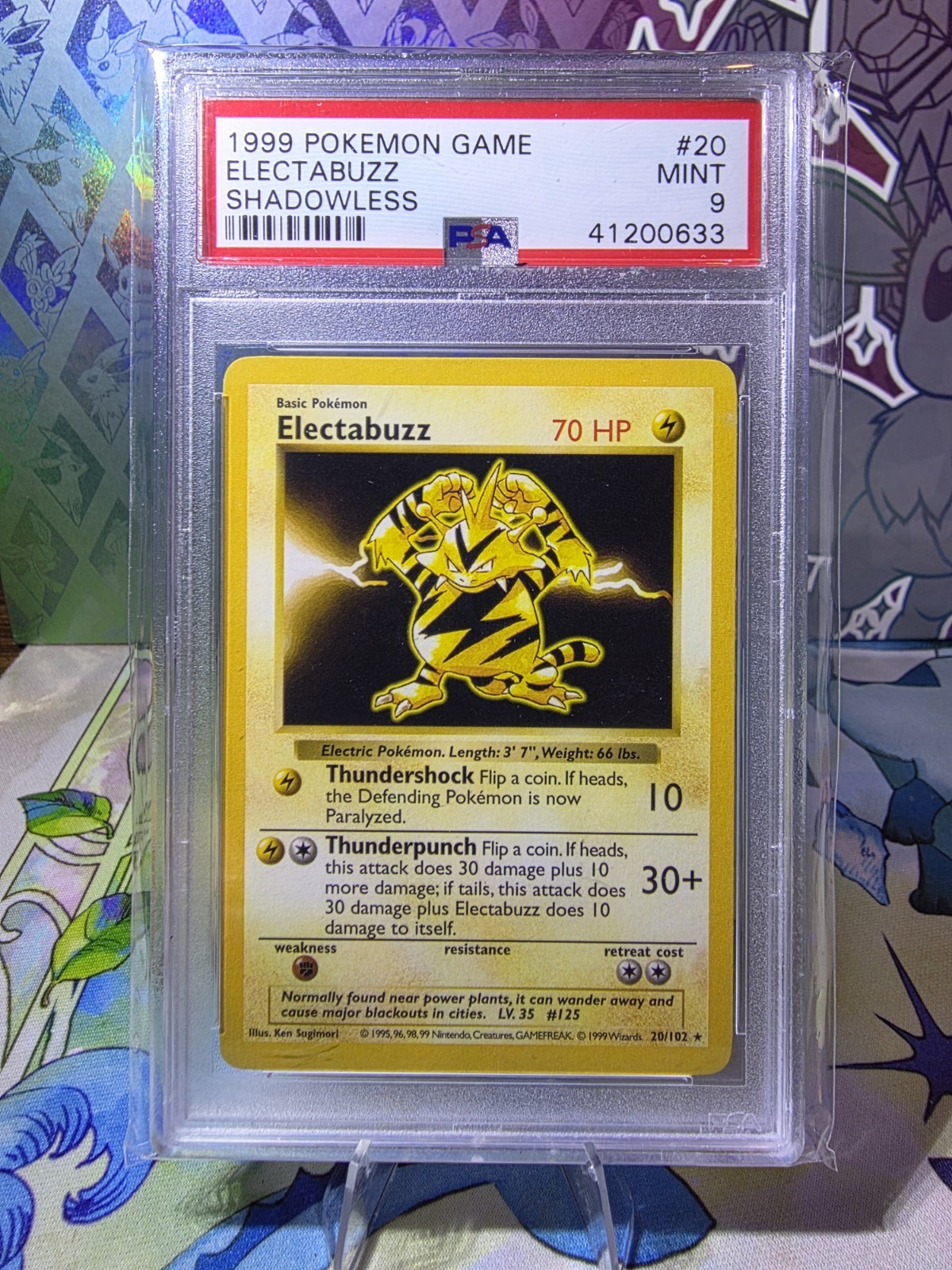 1999 Electabuzz 020/102 Base Set SHADOWLESS Regular PSA 9 Mint RARE