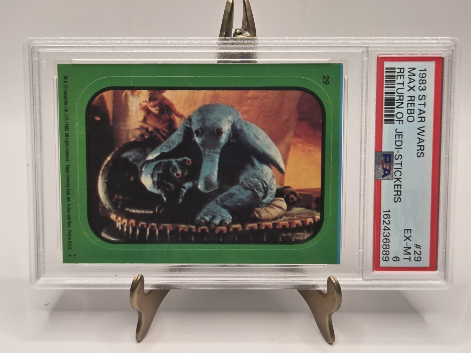 Max Rebo PSA 6 - Topps Star Wars ROTJ Sticker #29 Green 1983