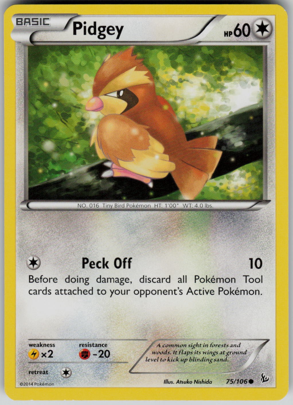Pidgey 75/106 Common XY - Flashfire Atsuko Nishida