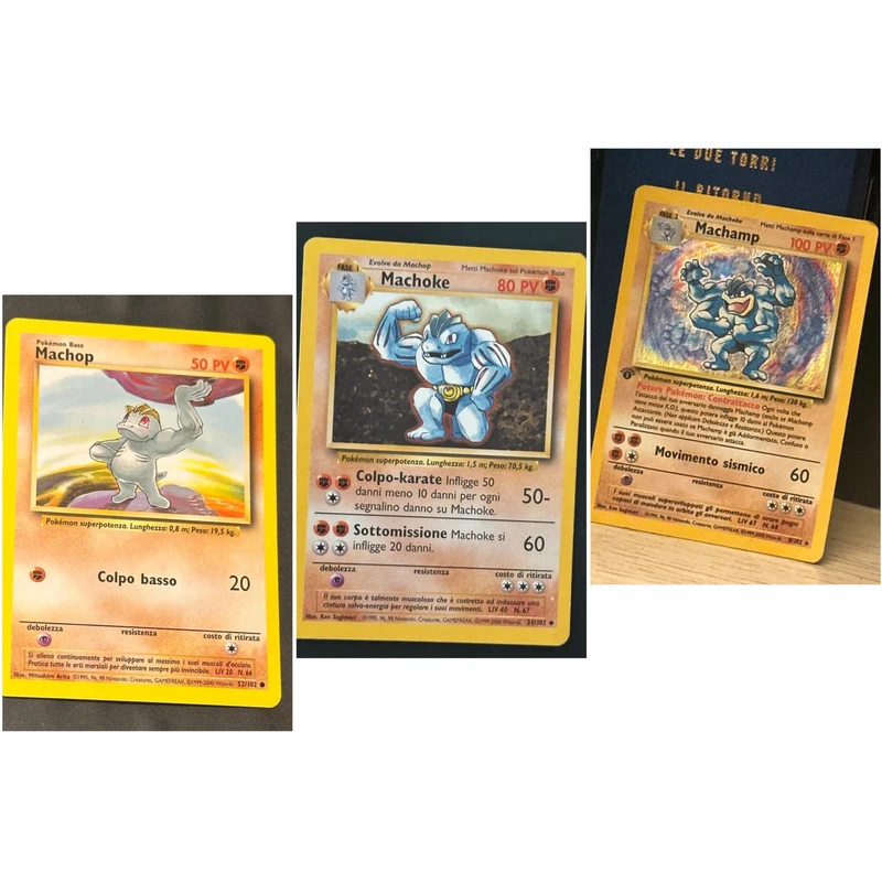 Lotto carte pokemon evoluzione machop machoke machamp