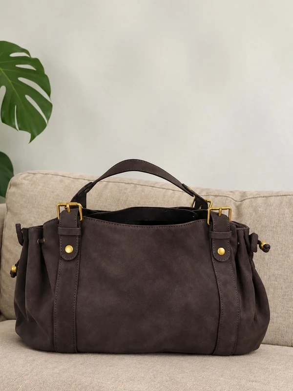 Sac marron café effet daim – 2026 lycée collège fac style 24H
