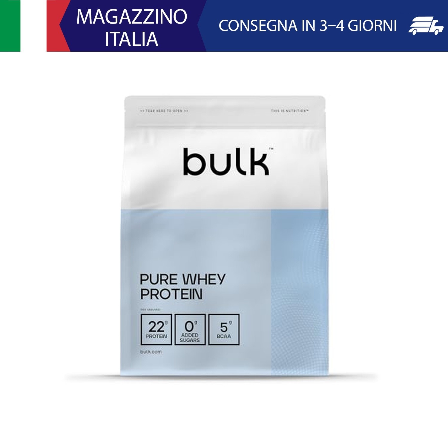 Bulk Pure Whey Proteine in Polvere | Cioccolato Bianco | 22g Proteine e 5g BCAA